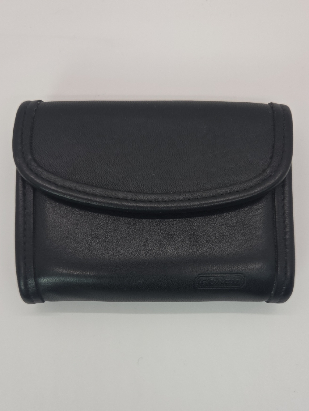 Coach Vintage Black Leather Multifunction Pouch Wallet with Gold Keychain #7219 - Picture 1 of 16